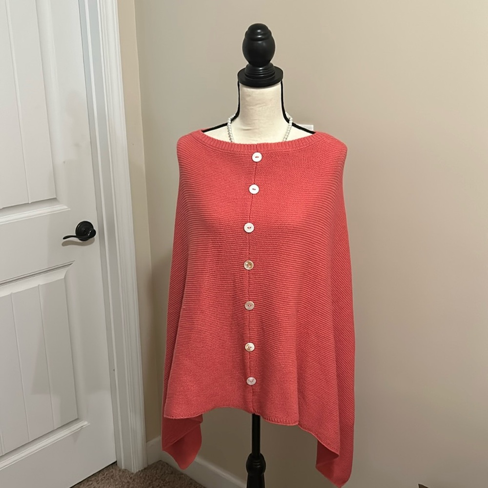 Simply NOEL coral poncho sweater, one size, good condition.